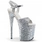 stříbrné sandálky na extra vysoké platformě s glitry Flamingo-810lg-sg - Velikost 35