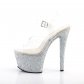 stříbrné vysoké dámské sandály s barevnými glitry Sky-308lg-csg - Velikost 38