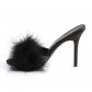 dámské černé pantoflíčky s labutěnkou Classique-01f-bpuf - Velikost 43