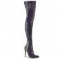 černé kozačky nad kolena s glitry Courtly-3015-bg - Velikost 44