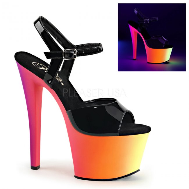 vysoké dámské sandály s UV efektem Rainbow-309uv-b - Velikost 40