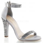 stříbrné luxusní saténové sandálky Clearly-436-ssa