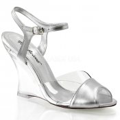 dámské stříbrné sandálky na klínku Lovely-442-csmpu-c