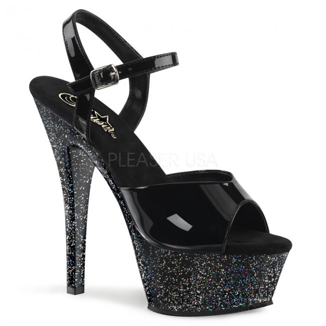 černé třpytivé dámské sandálky Kiss-209mg-b - Velikost 40