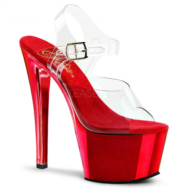 vysoké červené boty na podpatku Sky-308-crch - Velikost 40