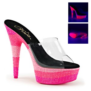 růžové pantofle s UV efektem na platformě Delight-601uvs-cnmchp