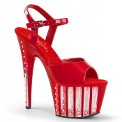červené dámské vysoké sandálky s kamínky Adore-709vlrs-r