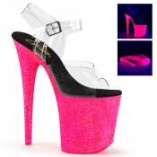 růžové extra vysoké UV boty na platformě s glitry Flamingo-808uvg-cnhpg