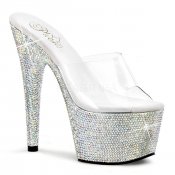 stříbrné boty na podpatku s kamínky Bejeweled-701dm-cs