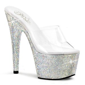 stříbrné boty na podpatku s kamínky Bejeweled-701dm-cs