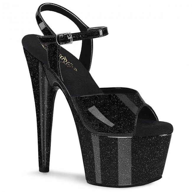 černé vysoké dámské sandály s glitry Adore-709gp-bg - Velikost 40