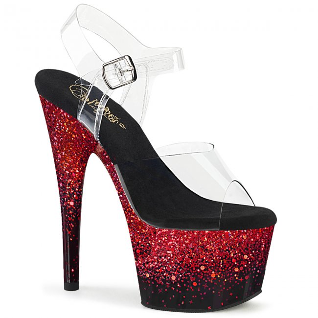 vysoké dámské červené sandály s glitry Adore-708ss-cbrg - Velikost 38