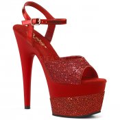 vysoké dámské červené sandály s glitry Adore-709-2g-rg
