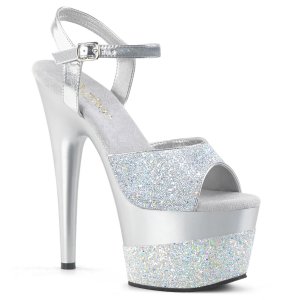 stříbrné vysoké dámské sandály s glitry Adore-709-2g-sg