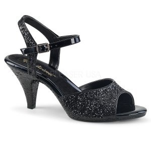 černé dámské sandály s glitry Belle-309g-b