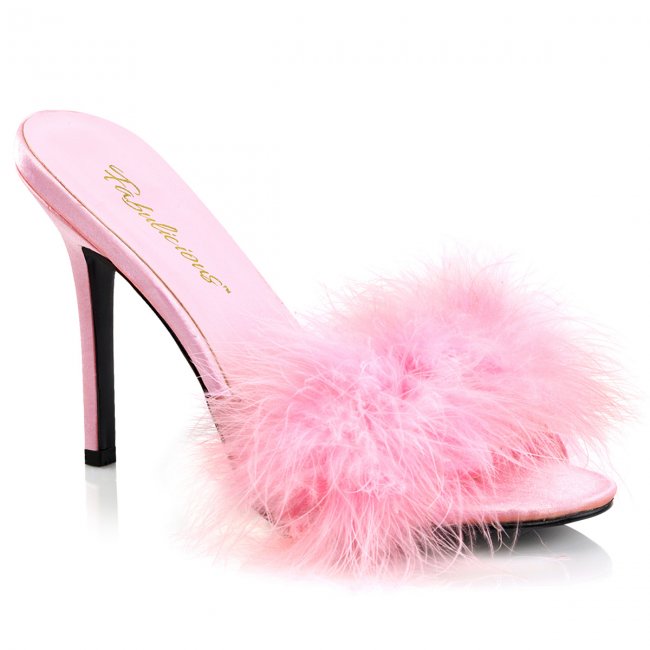 dámské růžové pantoflíčky s labutěnkou Classique-01f-bppuf - Velikost 41