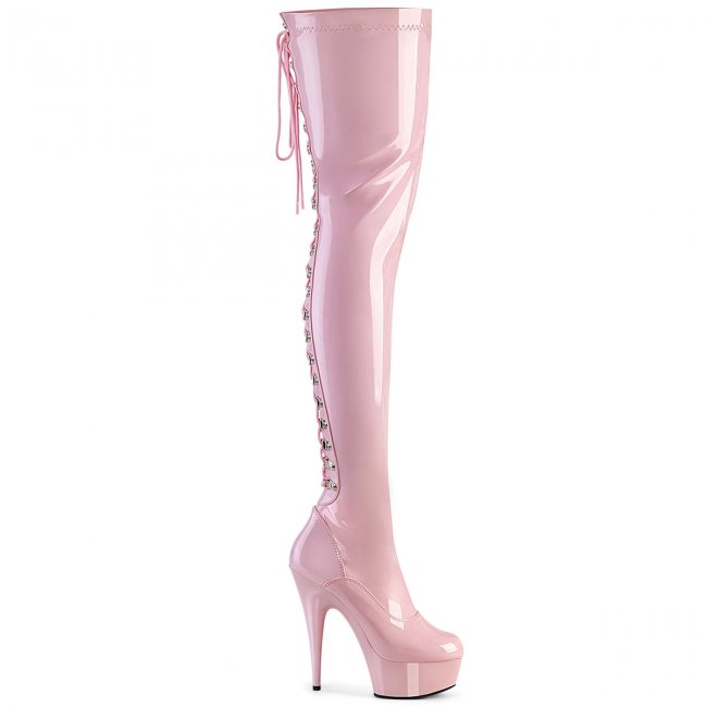 luxusní dámské růžové kozačky Pleaser Delight-3063-bp - Velikost 39