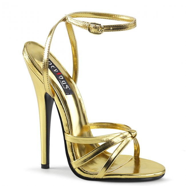 zlaté sandálky na vysokém jehlovém podpatku Domina-108-gmpu - Velikost 45