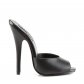 černé kožené pantoflíčky na vysokém jehlovém podpatku Domina-101-ble - Velikost 45