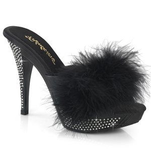 dámské černé erotické pantofle s kamínky Elegant-401f-bpu