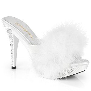 dámské bílé erotické pantofle s kamínky Elegant-401f-wpu
