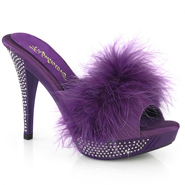 dámské fialové erotické pantofle s kamínky Elegant-401f-pppu - Velikost 37