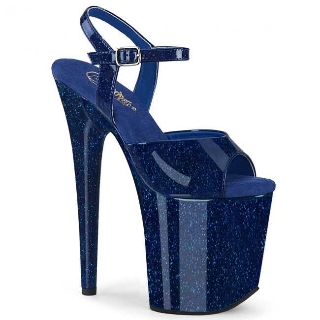 extra vysoké modré sandále s glitry Flamingo-809gp-nbg - Velikost 35