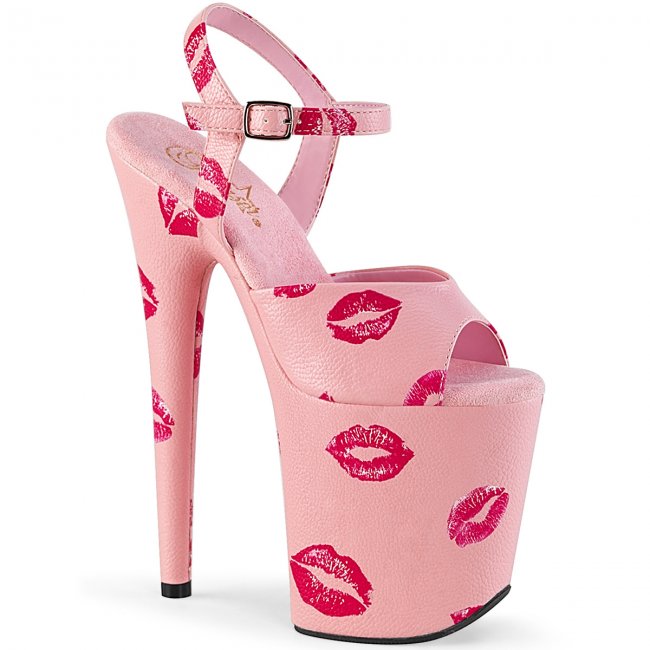 extra vysoké dámské sandále s potisky Flamingo-809kisses-bppu - Velikost 35