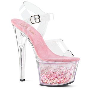 růžové vysoké dámské sandály s glitry Sky-308whg-ccbpg