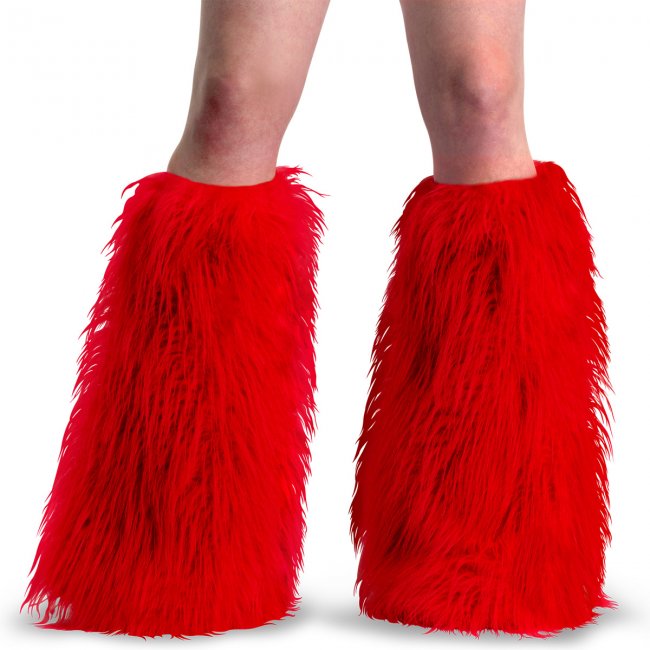červené kožešinové návleky na boty Yeti-08-rfur - Velikost 42